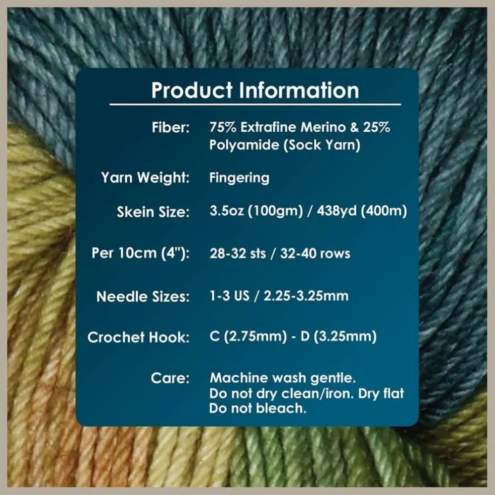 KnitPro Symfonie Premium Hand-Dyed Merino Wool & Polyamide Sock Yarns|Terra Variegated Colors, Include New Colors