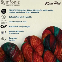 KnitPro Symfonie Premium Hand-Dyed Merino Wool & Polyamide Sock Yarns|Terra Variegated Colors, Include New Colors