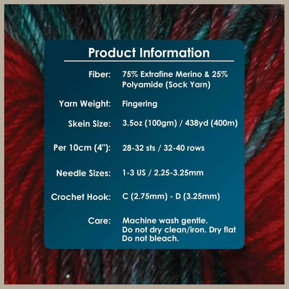 KnitPro Symfonie Premium Hand-Dyed Merino Wool & Polyamide Sock Yarns|Terra Variegated Colors, Include New Colors