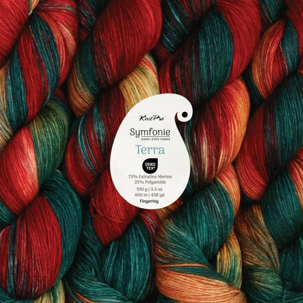 KnitPro Symfonie Premium Hand-Dyed Merino Wool & Polyamide Sock Yarns|Terra Variegated Colors, Include New Colors