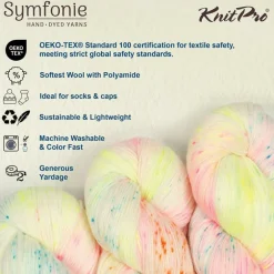 KnitPro Symfonie Premium Hand-Dyed Merino Wool & Polyamide Sock Yarns|Terra Variegated Colors, Include New Colors