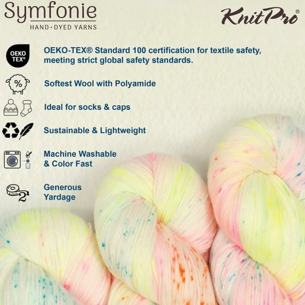 KnitPro Symfonie Premium Hand-Dyed Merino Wool & Polyamide Sock Yarns|Terra Variegated Colors, Include New Colors