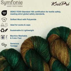 KnitPro Symfonie Premium Hand-Dyed Merino Wool & Polyamide Sock Yarns|Terra Variegated Colors, Include New Colors