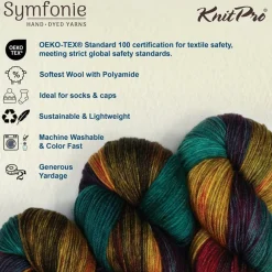 KnitPro Symfonie Premium Hand-Dyed Merino Wool & Polyamide Sock Yarns|Terra Variegated Colors, Include New Colors