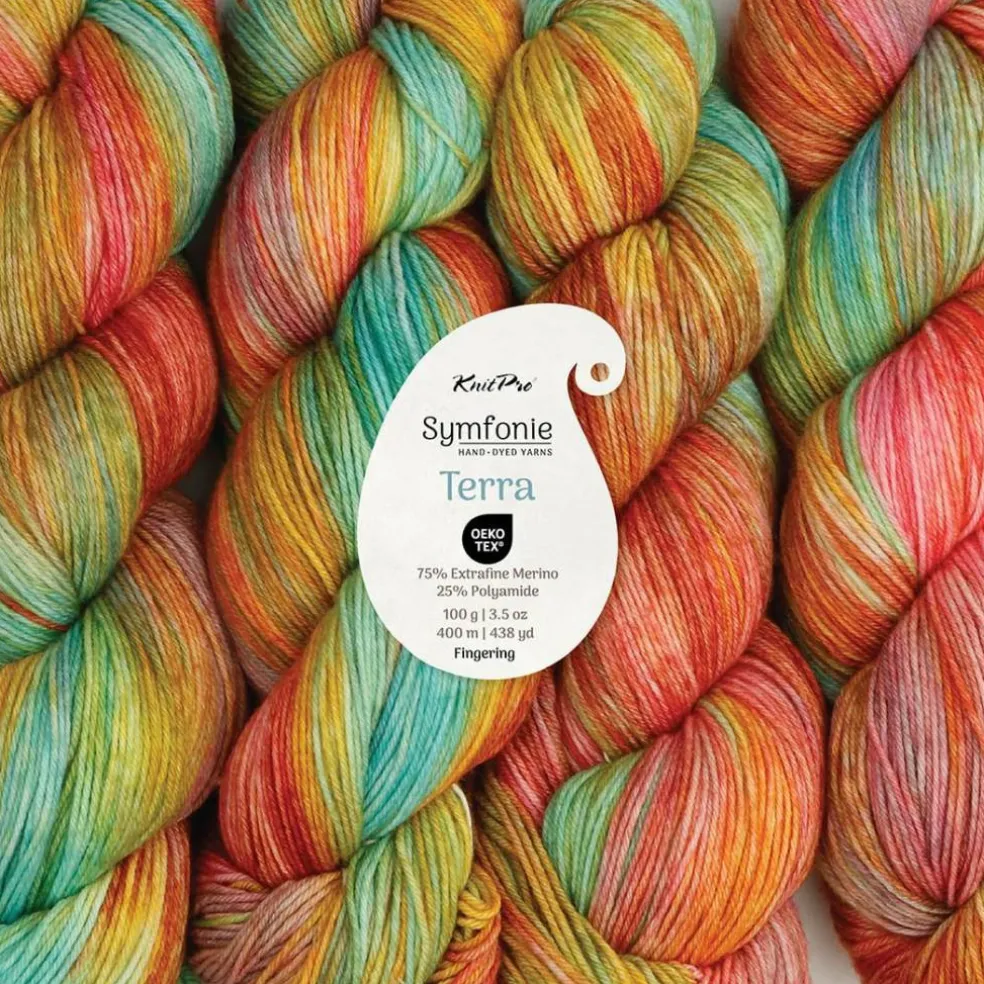 KnitPro Symfonie Premium Hand-Dyed Merino Wool & Polyamide Sock Yarns|Terra Variegated Colors, Include New Colors