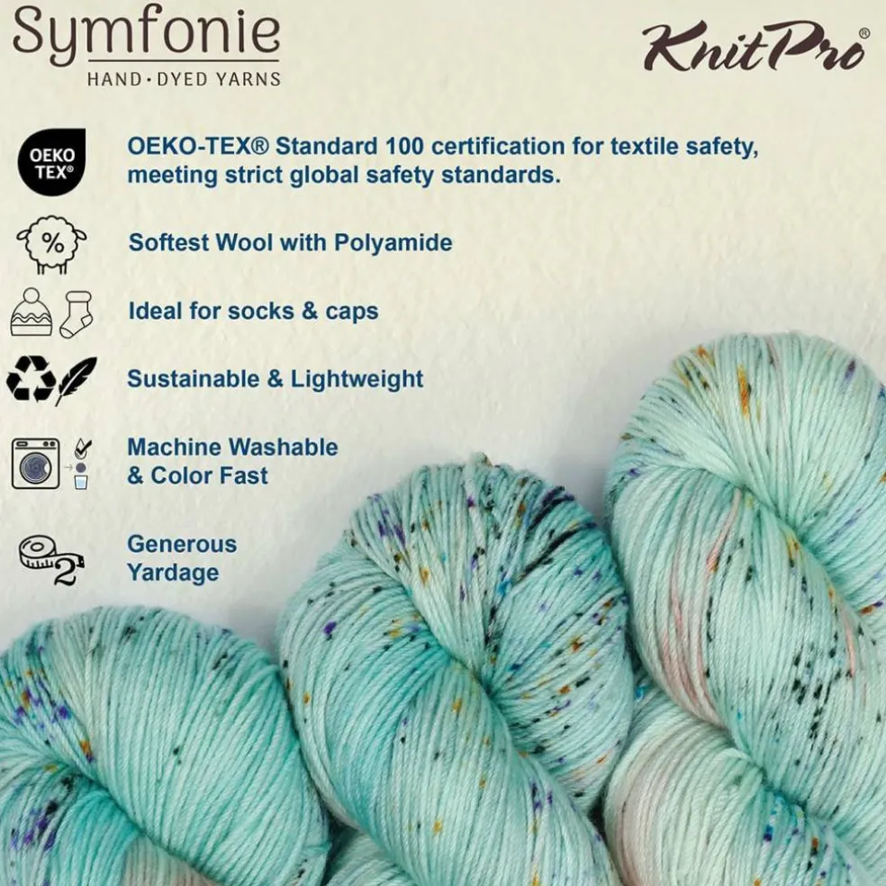 KnitPro Symfonie Premium Hand-Dyed Merino Wool & Polyamide Sock Yarns|Terra Variegated Colors, Include New Colors