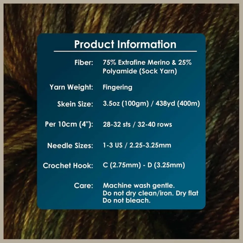 KnitPro Symfonie Premium Hand-Dyed Merino Wool & Polyamide Sock Yarns|Terra Variegated Colors, Include New Colors
