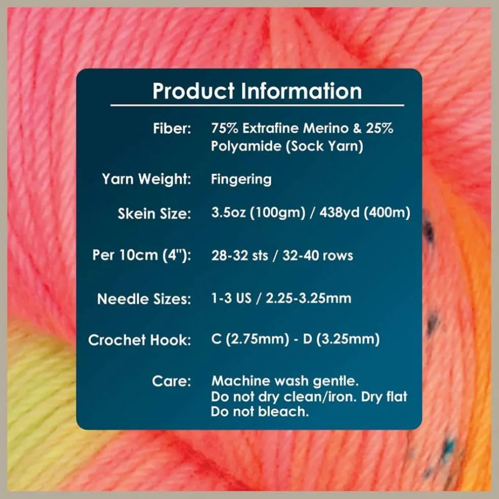 KnitPro Symfonie Premium Hand-Dyed Merino Wool & Polyamide Sock Yarns|Terra Variegated Colors, Include New Colors