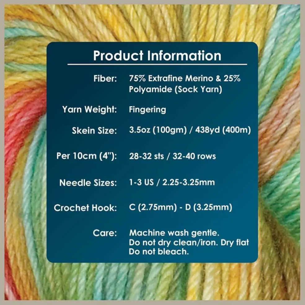 KnitPro Symfonie Premium Hand-Dyed Merino Wool & Polyamide Sock Yarns|Terra Variegated Colors, Include New Colors