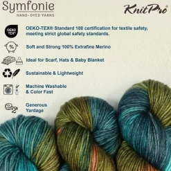 KnitPro Symfonie Premium Hand Dyed Yarn Merino Wool| Bella Variegated Colors, Include New Colors!