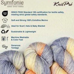 KnitPro Symfonie Premium Hand Dyed Yarn Merino Wool| Bella Variegated Colors, Include New Colors!