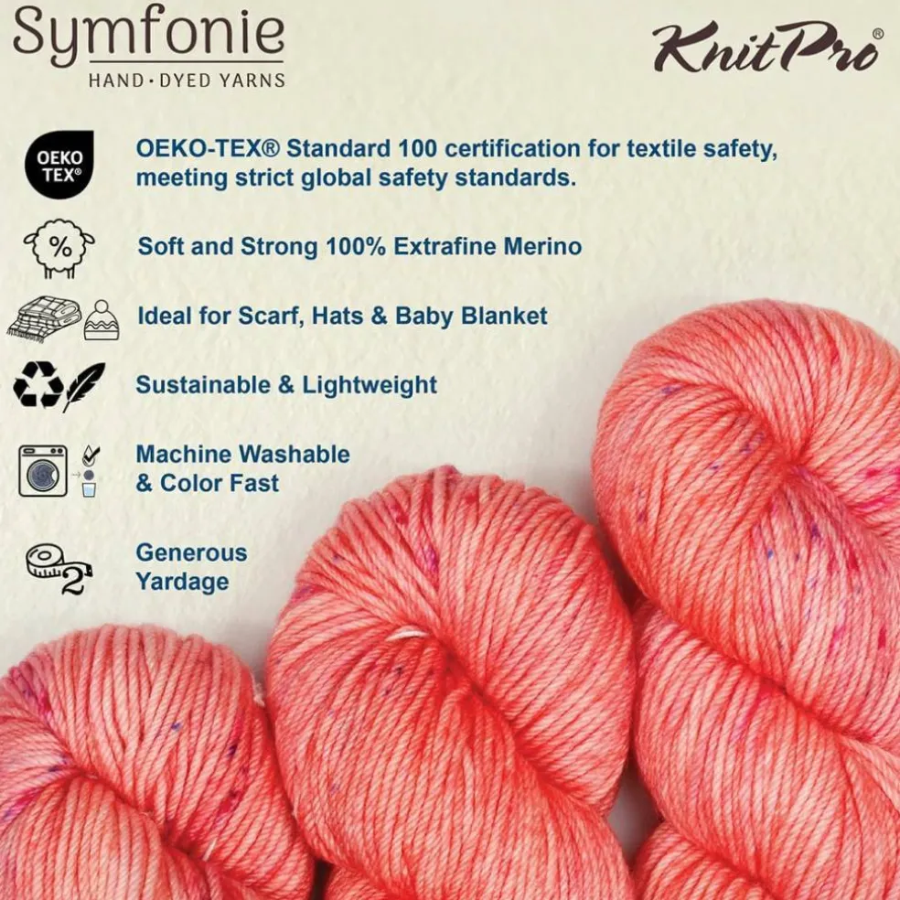 KnitPro Symfonie Premium Hand Dyed Yarn Merino Wool| Bella Variegated Colors, Include New Colors!