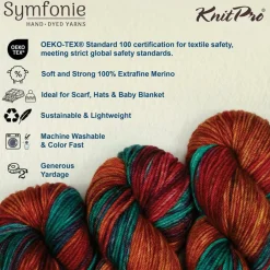 KnitPro Symfonie Premium Hand Dyed Yarn Merino Wool| Bella Variegated Colors, Include New Colors!