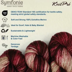KnitPro Symfonie Premium Hand Dyed Yarn Merino Wool| Bella Variegated Colors, Include New Colors!