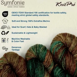 KnitPro Symfonie Premium Hand Dyed Yarn Merino Wool| Bella Variegated Colors, Include New Colors!