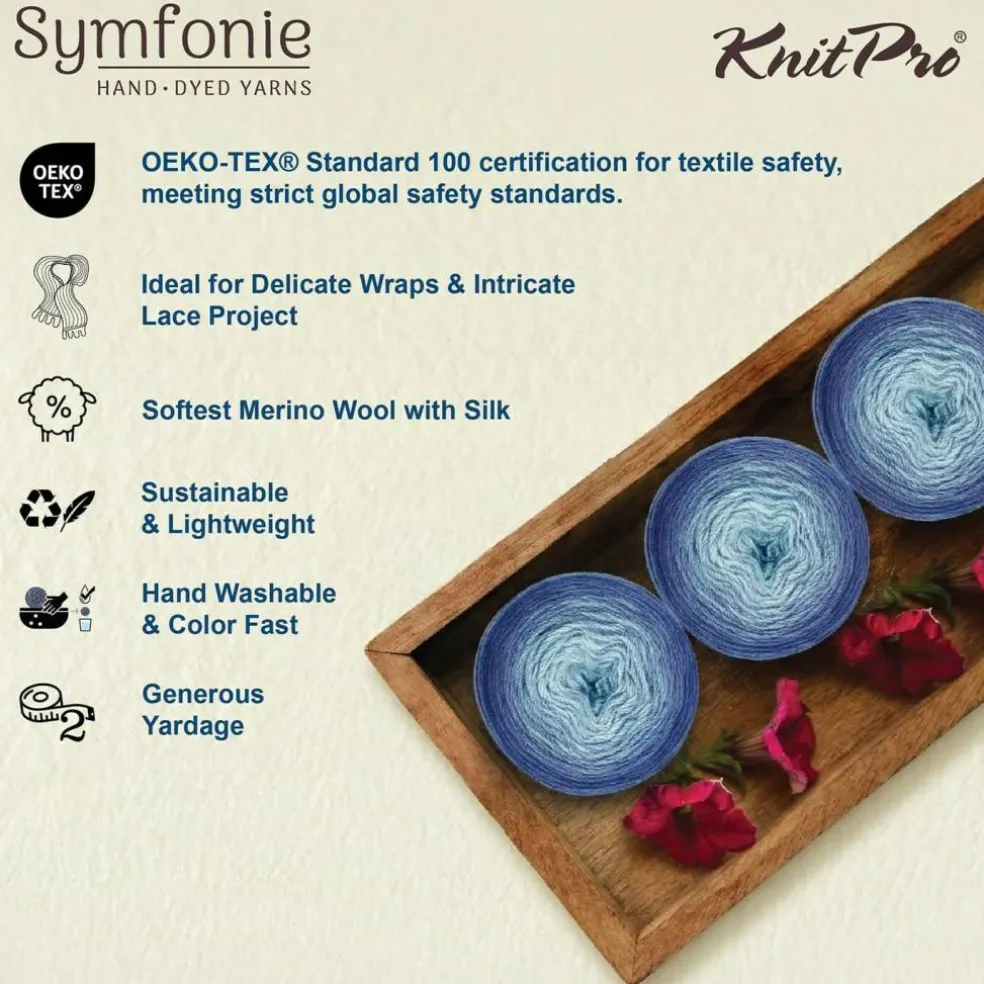 KnitPro Symfonie Premium Hand Dyed Merino & Silk Lace Weight Yarns | Diva