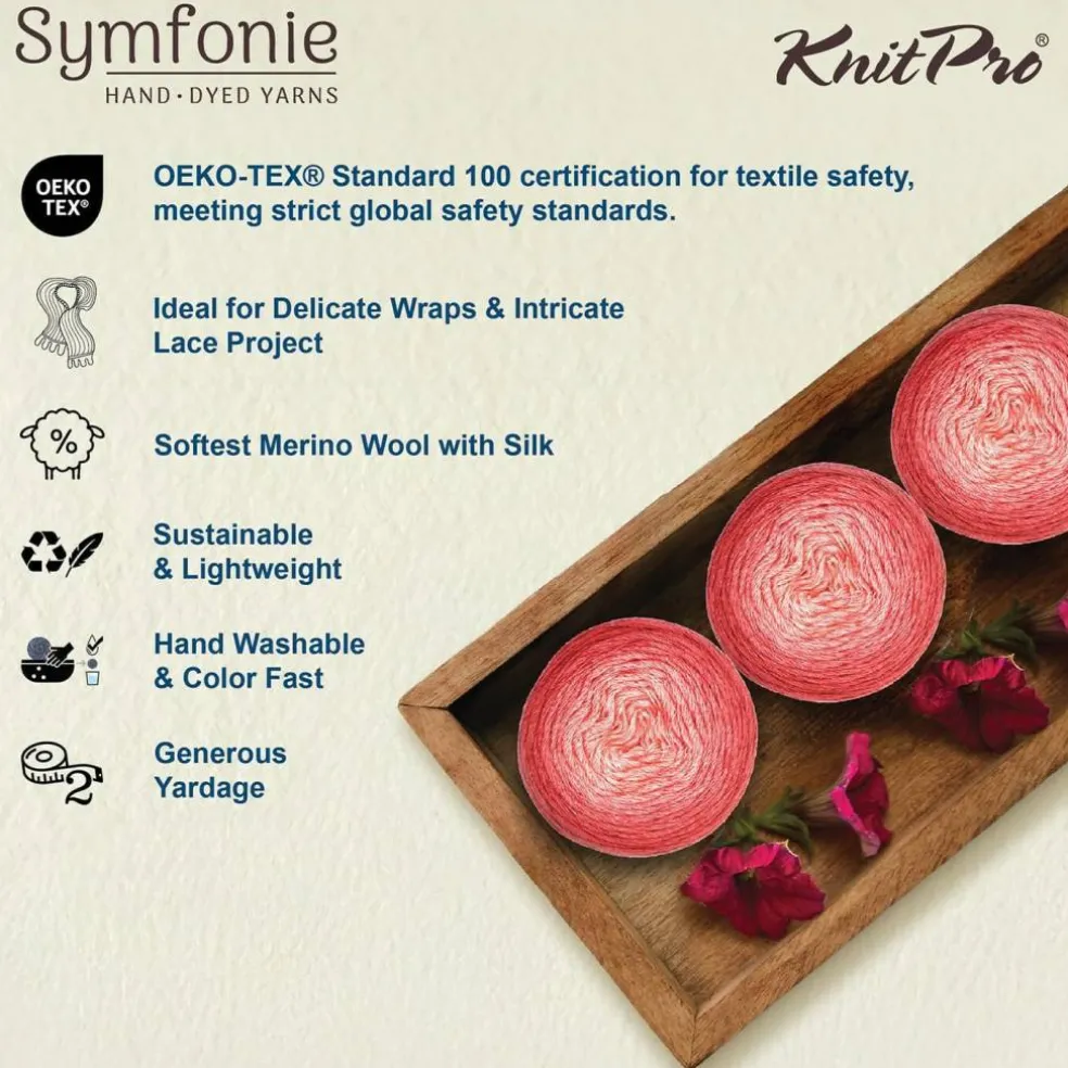 KnitPro Symfonie Premium Hand Dyed Merino & Silk Lace Weight Yarns | Diva