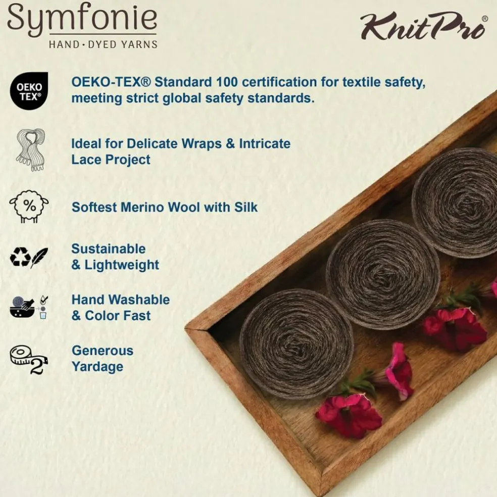 KnitPro Symfonie Premium Hand Dyed Merino & Silk Lace Weight Yarns | Diva