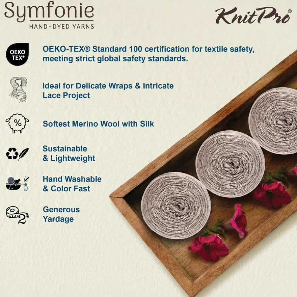 KnitPro Symfonie Premium Hand Dyed Merino & Silk Lace Weight Yarns | Diva