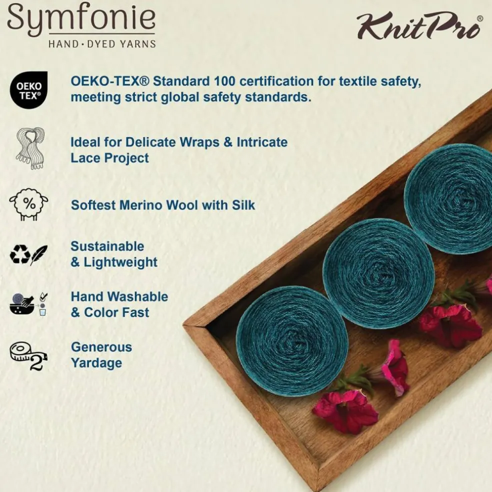 KnitPro Symfonie Premium Hand Dyed Merino & Silk Lace Weight Yarns | Diva