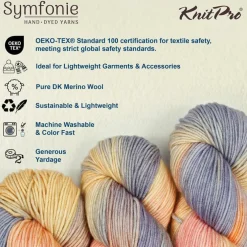 KnitPro Symfonie Premium Hand Dyed Yarn Merino Wool & Silk Blend| Luna