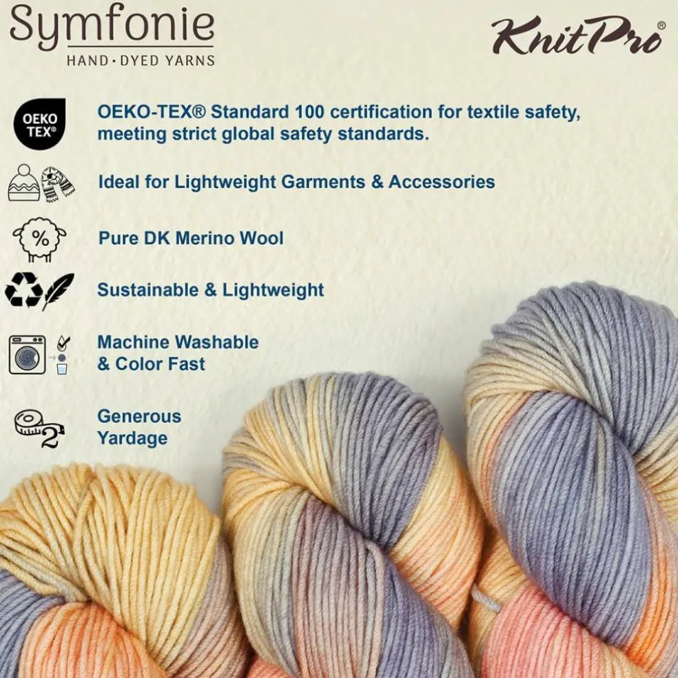 KnitPro Symfonie Premium Hand Dyed Yarn Merino Wool & Silk Blend| Luna