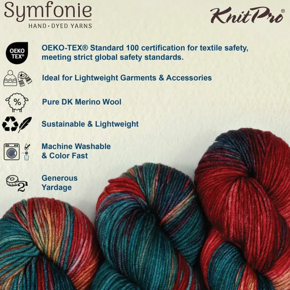 KnitPro Symfonie Premium Hand Dyed Yarn Merino Wool & Silk Blend| Luna