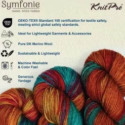 KnitPro Symfonie Premium Hand Dyed Yarn Merino Wool & Silk Blend| Luna