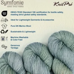 KnitPro Symfonie Premium Hand Dyed Yarn Merino Wool & Silk Blend| Luna