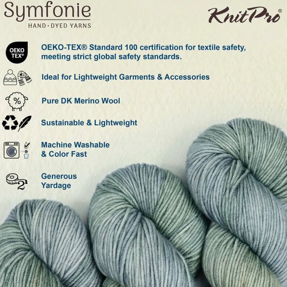 KnitPro Symfonie Premium Hand Dyed Yarn Merino Wool & Silk Blend| Luna