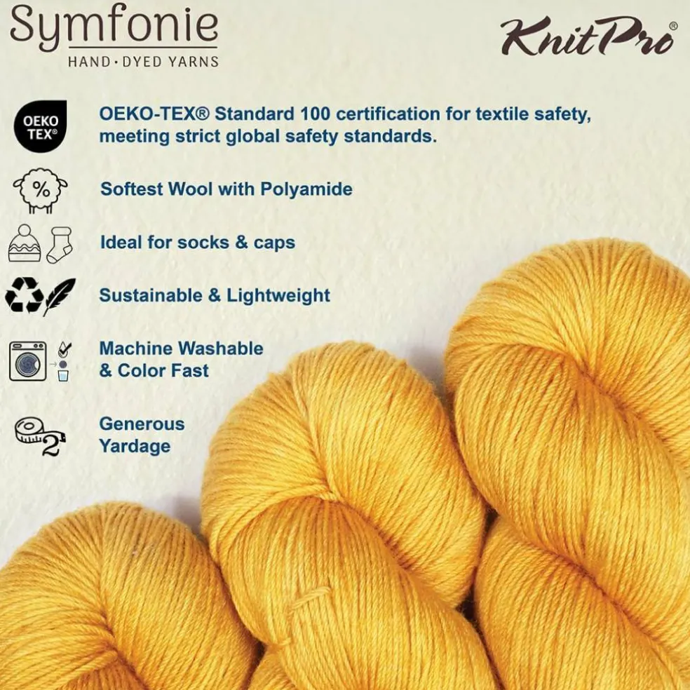 KnitPro Symfonie Premium Hand-Dyed Merino Wool & Polyamide Sock Yarns|Terra