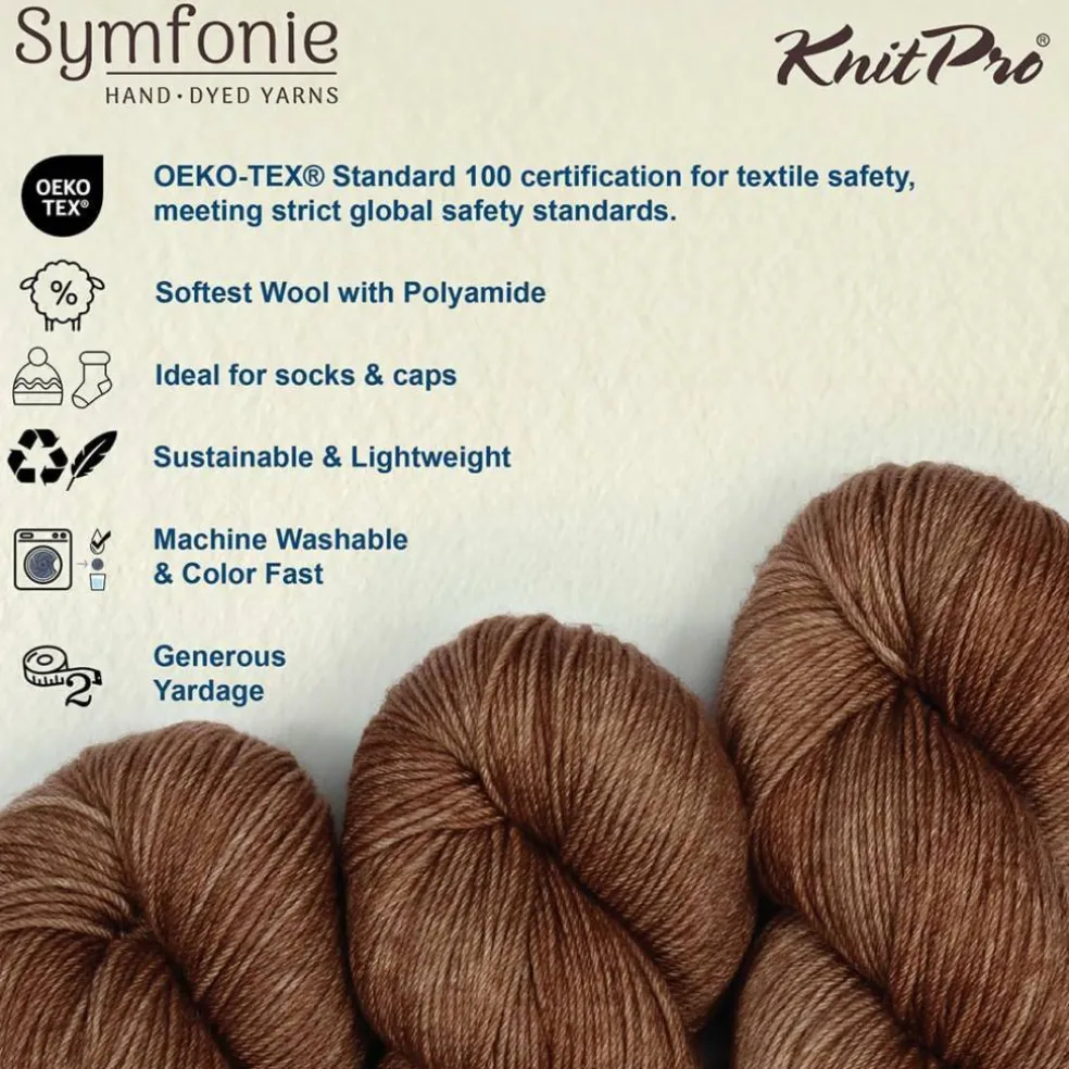 KnitPro Symfonie Premium Hand-Dyed Merino Wool & Polyamide Sock Yarns|Terra