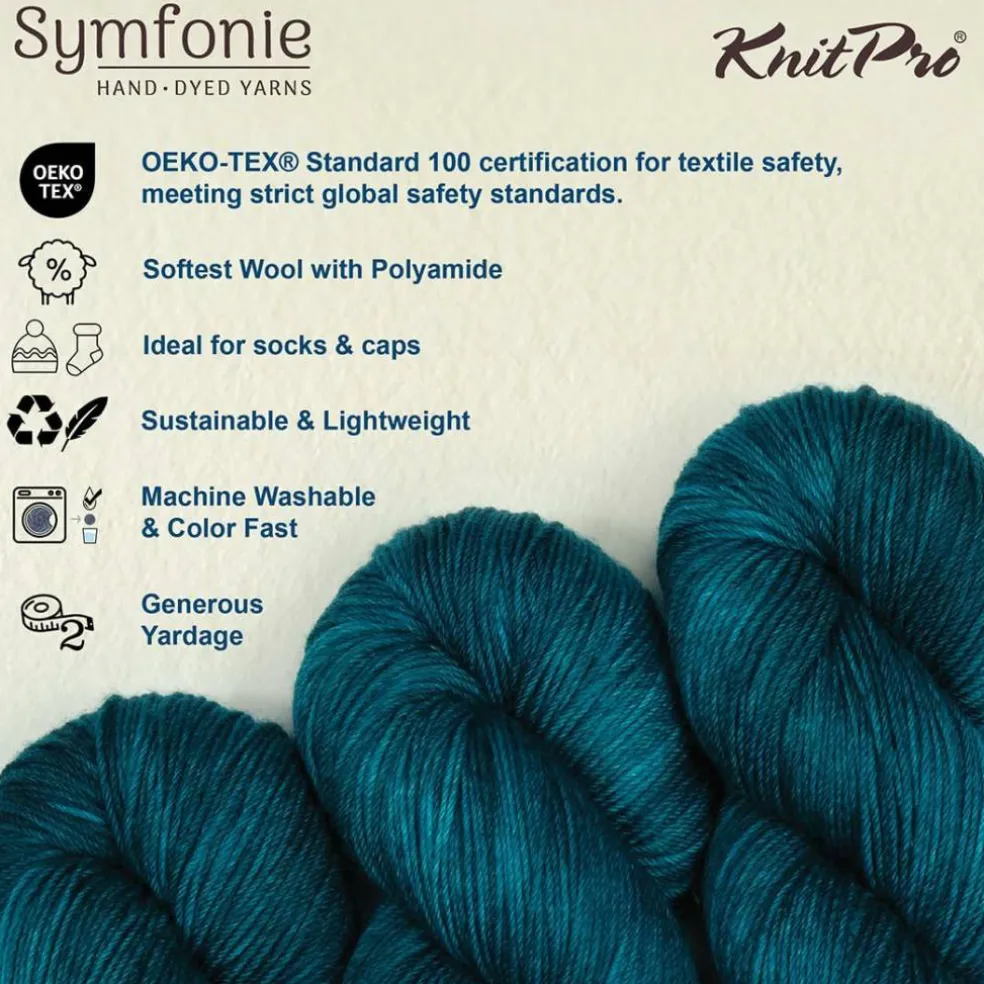 KnitPro Symfonie Premium Hand-Dyed Merino Wool & Polyamide Sock Yarns|Terra