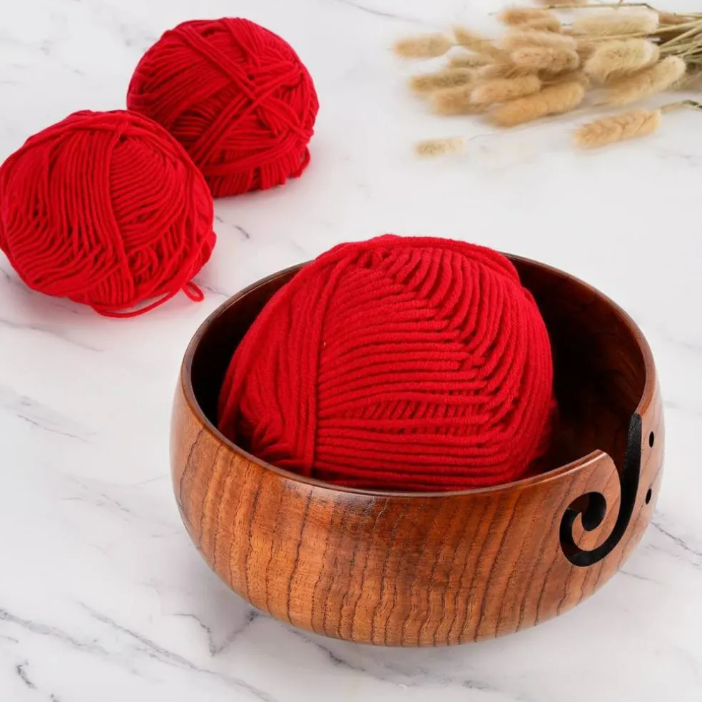Knitting Yarn Bowl with Holes Storage Handmade(Classic)