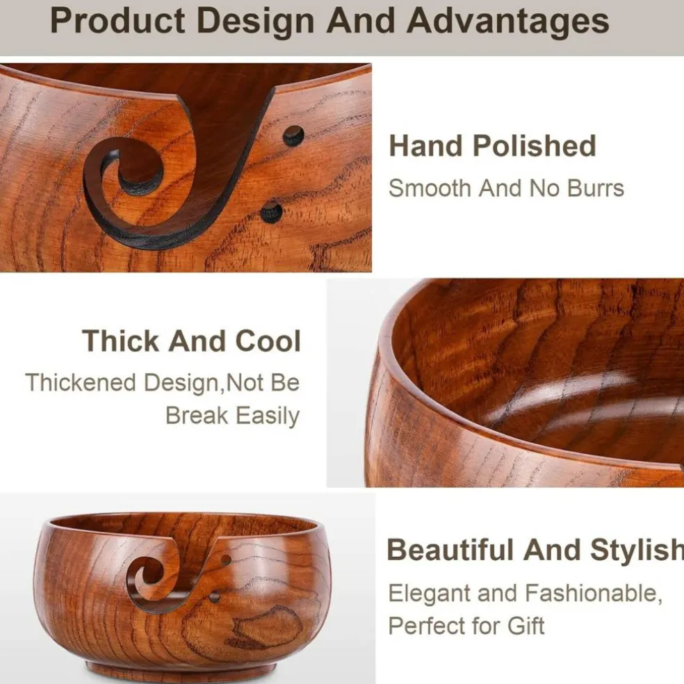 Knitting Yarn Bowl with Holes Storage Handmade(Classic)