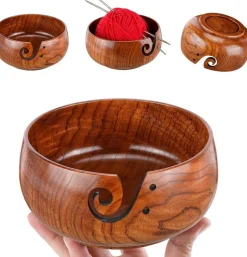 Knitting Yarn Bowl with Holes Storage Handmade(Classic)