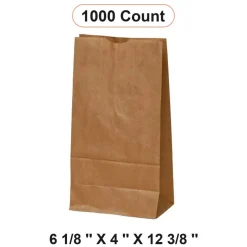Kraft Carry Bags 6 1/8'' x 4'' x 12 3/8''