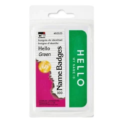 Labels, Name Badge, Hello My Name Is, 3-3/8" x 2-1/4", Green, Pack of 100