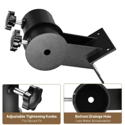 LAGarden Deck Umbrella Mount Holder Bracket Height Flexible for Patio Railing Balcony Courtyard Poolside Mobile Cart Black Corner