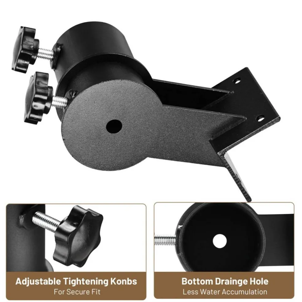LAGarden Deck Umbrella Mount Holder Bracket Height Flexible for Patio Railing Balcony Courtyard Poolside Mobile Cart Black Corner