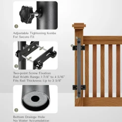 LAGarden Patio Umbrella Holder Adjustable for Deck Railing Balcony Porch Patio Outdoor Restaurant Portable Cart