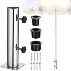 LAGarden Patio Umbrella Stand Stainless Steel Deck Mount Parasol Base for Granite Outdoor Railing Balcony Courtyard Poolside