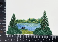 Lake Scene with Loon, Nature, Embroidered, Iron on Patch