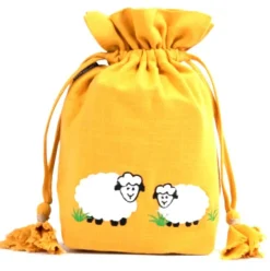 Lantern Moon Meadow Bag, White Sheep/Gold Back