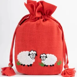 Lantern Moon Meadow Bag, White Sheep/Red Back
