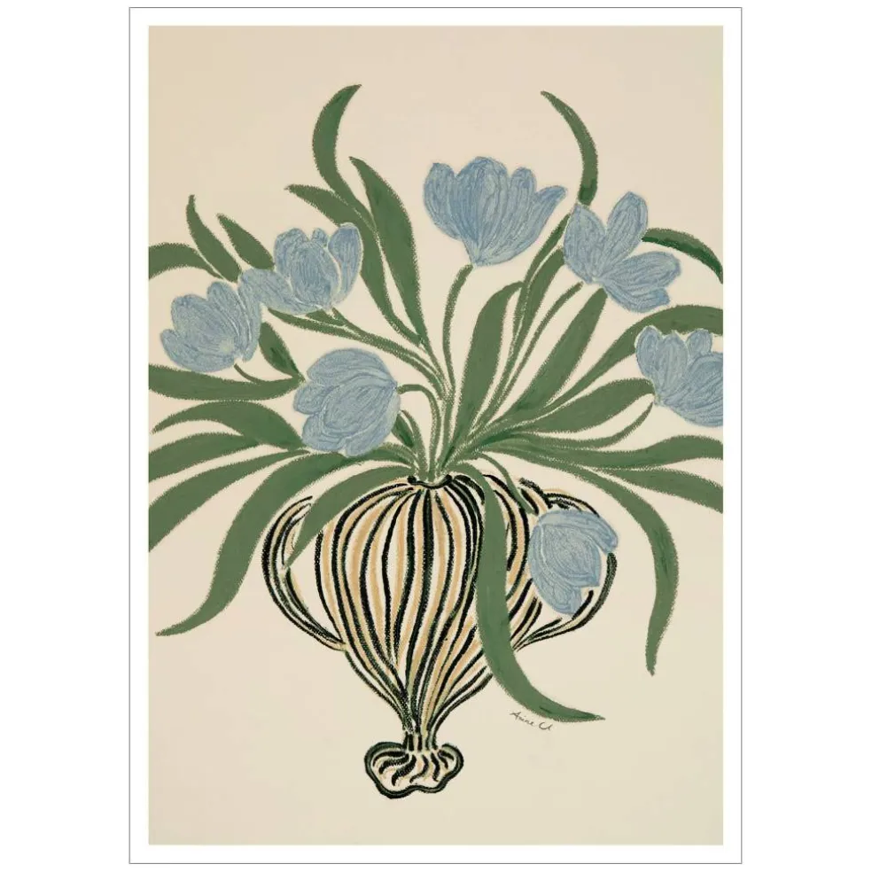 La Poire 5" x 7" Blue Tulips Art Print