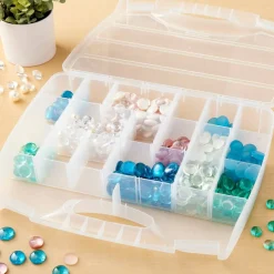 Large Adjustable Compartment Bead Storage Box with Handle by Bead Landing™