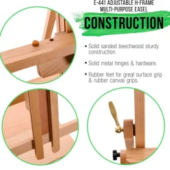 Large Adjustable H-Frame Multi-Purpose Studio Artist Easel - 88" High, Holds 59" Canvas - Sturdy Wooden Floor Painting Holder, Display Stand, designed as Painting Easel for Adults