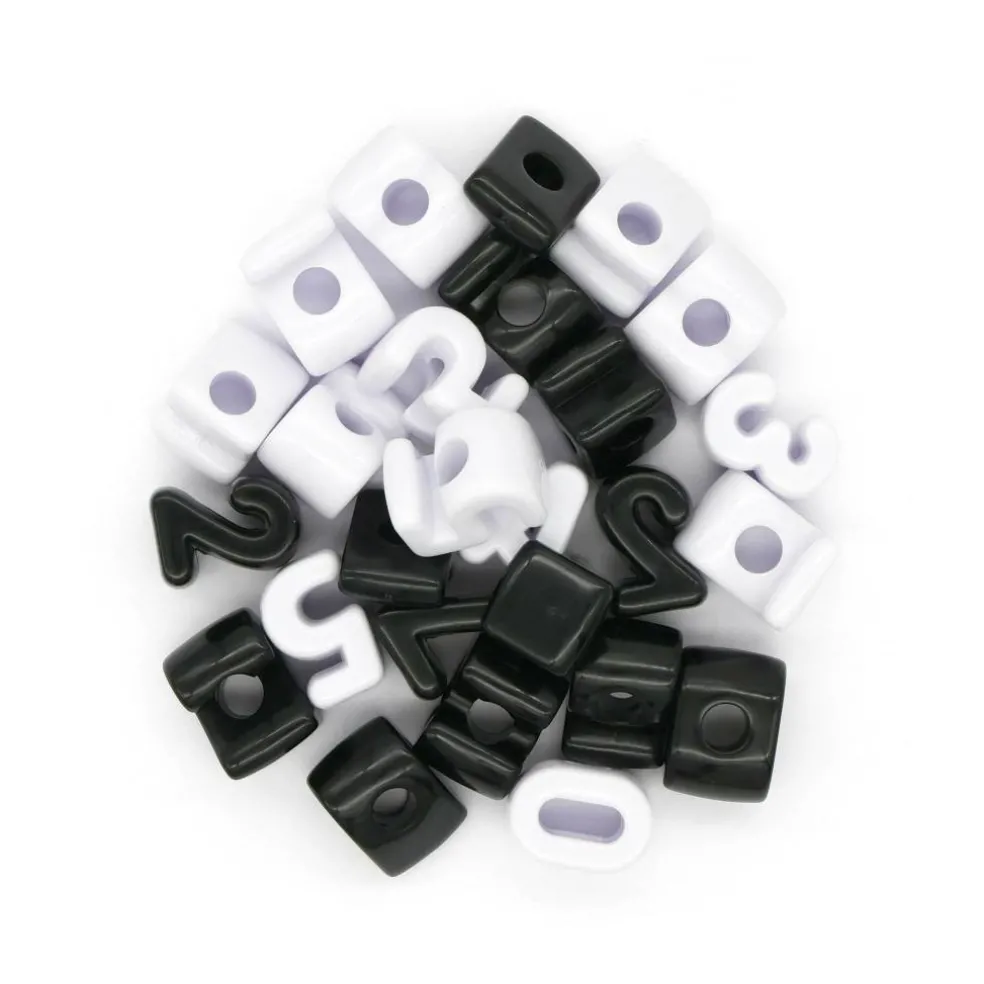 Large Black & White Number Beads by Creatology™