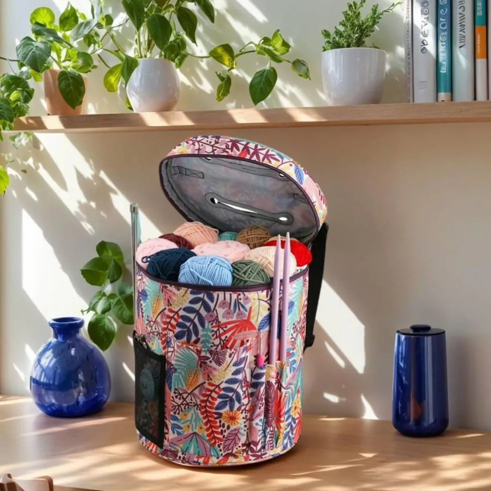 Large Crochet & Knitting Bag – Portable Yarn Storage Tote with Straps, Waterproof Organizer for Crafters
